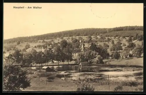 AK Hauptwil, Weiher mit Turmgebäude und Umgebung