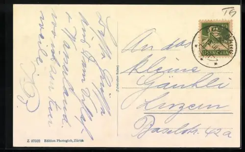 AK Dussnang, Ortspanorama mit Kirche aus der Vogelschau