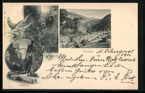 AK Thusis, Solisbrücke, Via Mala, Panorama