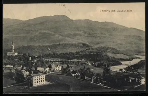 AK Tamins, Ortsansicht aus der Vogelschau