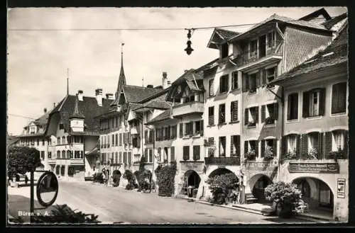 AK Büren a. A., Strassenpartie mit Geschäften