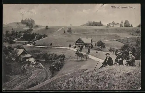 AK Sternenberg, Blick auf Wies mit drei Männern