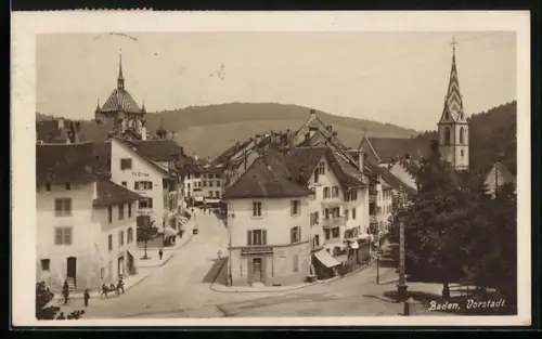 AK Baden, Strassenpartie in der Vorstadt