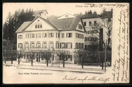 AK Baden, Bad-Hotel Freihof Limmatseite