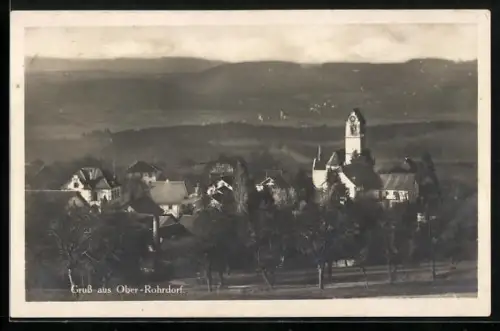 AK Ober-Rohrdorf, Ortsansicht von einem Berg aus