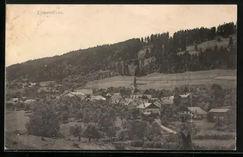 AK Epauvillers, Teilansicht mit Kirche
