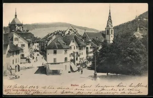 AK Baden, Ortspartie mit Häusern
