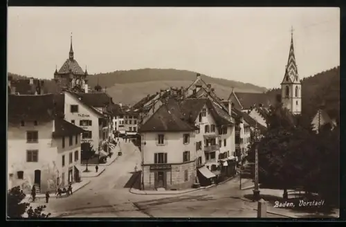 AK Baden, Strassenpartie in der Vorstadt