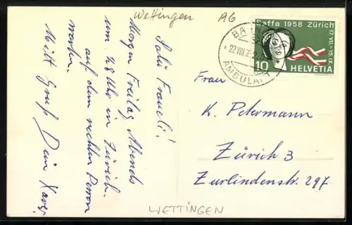 AK Wettingen, Hotel Bahnhof mit Strassenpartie