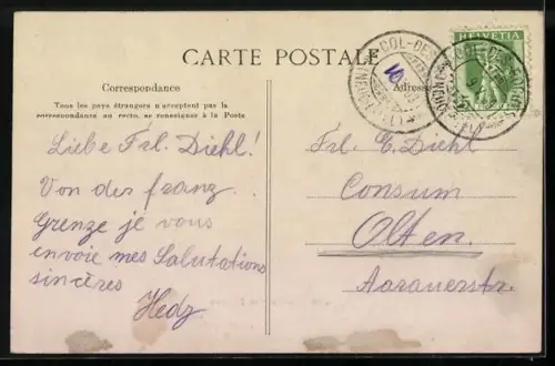 AK Le Locle, Le Col des Roches, Grenze