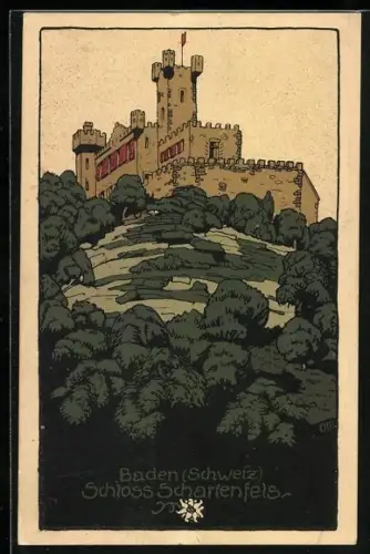 Künstler-AK Baden, Schloss Schartenfels