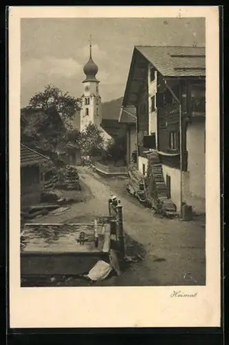 AK Fanas, Strassenpartie mit Kirche