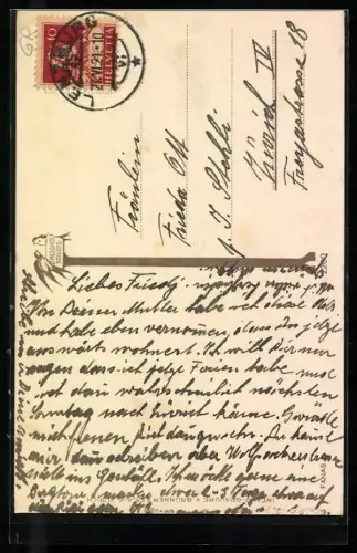 AK Fanas, Strassenpartie mit Kirche