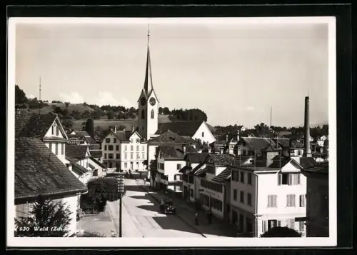 AK Wald /Zch., Strassenpartie mit Kirche