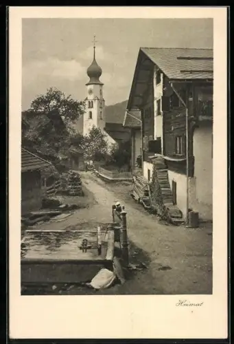 AK Fanas, Strassenpartie mit Kirche