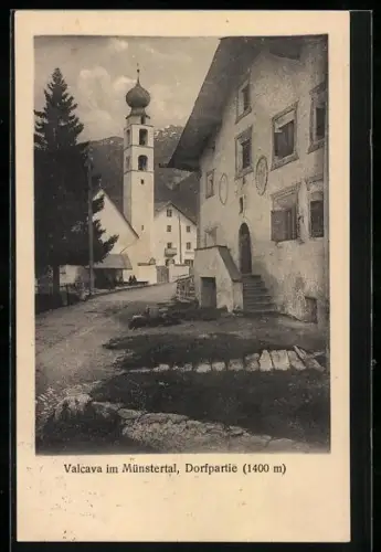 AK Valcava im Münstertal, Dorfpartie
