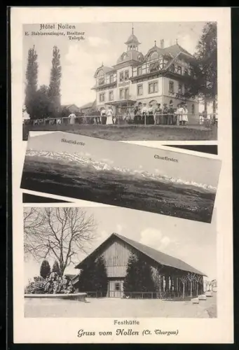 AK Hosenruck, Hotel Nollen, Festhütte, Säntiskette mit sieben Churfürsten