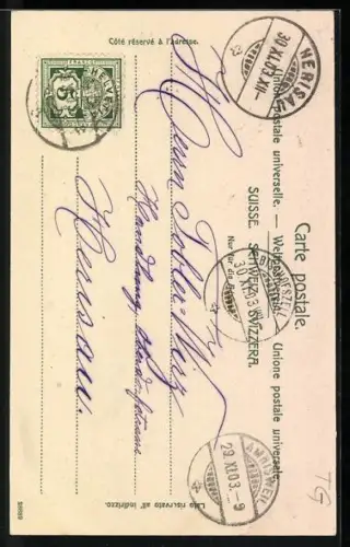 AK Amriswil, Strassenpartie mit Kirche