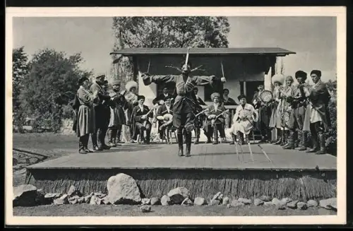 AK Stellingen-Hamburg, Hagenbeck`s Tierpark, Djigit - Kuban - Kosaken, Messertanz
