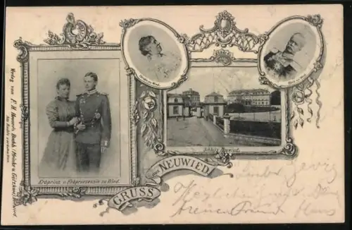 AK Neuwied, Erbprinz u. Erbprinzessin zu Wied, Portraits Königin und König von Württemberg, Marienwahl