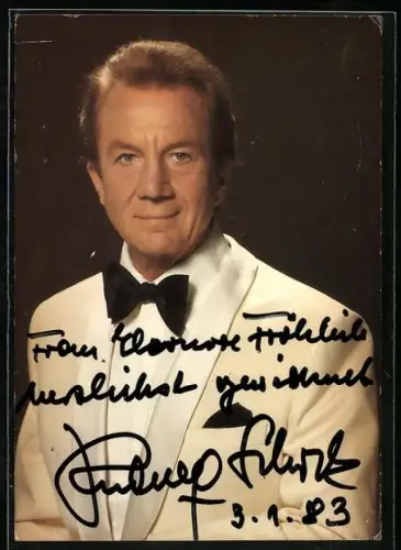 AK Opernsänger Rudolf Schock im Anzug mit Fliege, Autograph