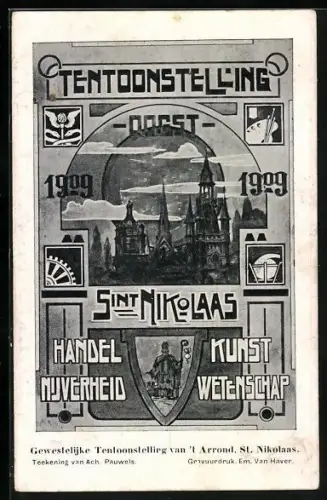 Künstler-AK Sint Nikolaas, Gewestelijke Tentoonstelling van `t Arrond 1909