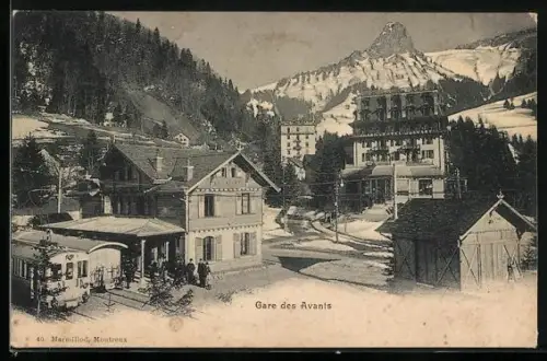 AK Les Avants, Gare du Chemin de fer Montreux Oberland bernois