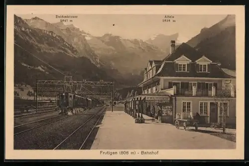 AK Frutigen, Bahnhof gegen Doldenhörner und Altels