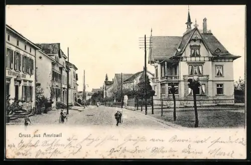 AK Amriswil, Strassenpartie mit Restaurant