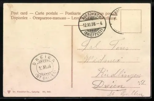 AK Rorschach, Obere Hauptstrasse mit Rathaus