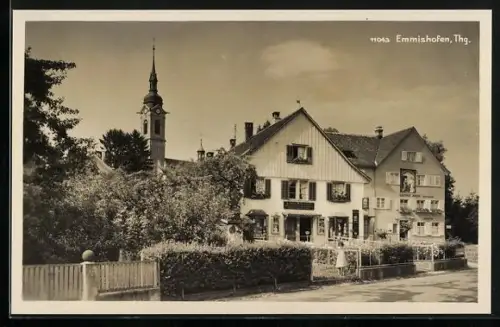 AK Emmishofen /Thg., Gasthof Adler mit Kirchturm