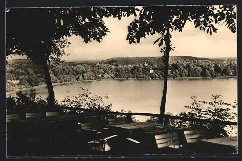 AK Bad Buckow, Blick von den Bollersdorfer Höhen auf See und Wälder