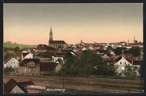 AK Münchberg, Stadtansicht mit Kirche