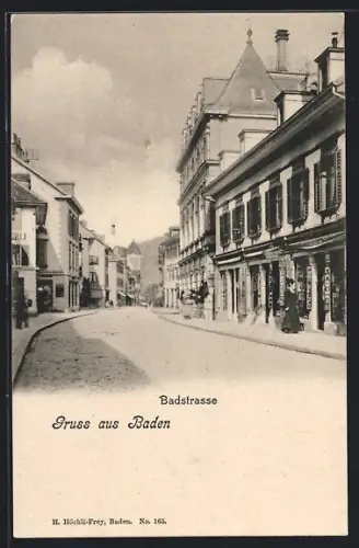 AK Baden, Badstrasse mit AK-Verkauf