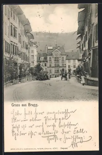 AK Brugg, Strassenpartie mit Häusern