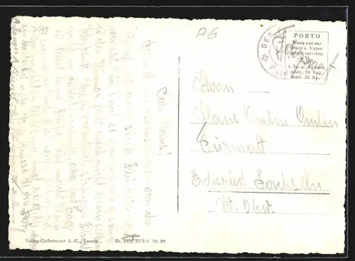 AK Boswil, Strassenpartie mit Gasthof Löwen und Kindern