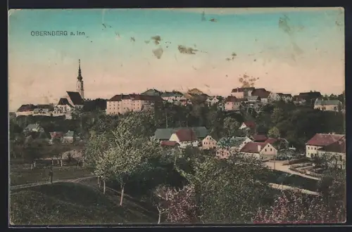 AK Obernberg a. Inn, Ortsansicht mit Kirche