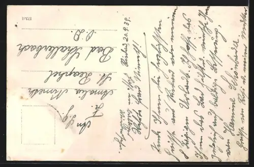 AK Riedau, /O. D., Ortspartie mit Kirche von einer Wiese