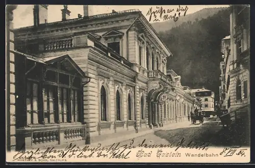 AK Bad Gastein, Wandelbahn mit Kutsche und Waldhintergrund