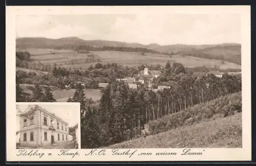 AK Idolsberg a. Kamp, Gasthof zum weissen Lamm, Bes. Franz Aron, Landschaft mit Teilansicht