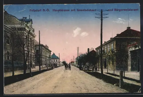 AK Felixdorf, Hauptstrasse mit Gemeindehaus und Bürgermeisteramt