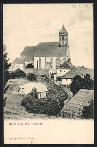AK Hüttenberg /Kärnten, Waitschach, Ortspartie mit Kirche
