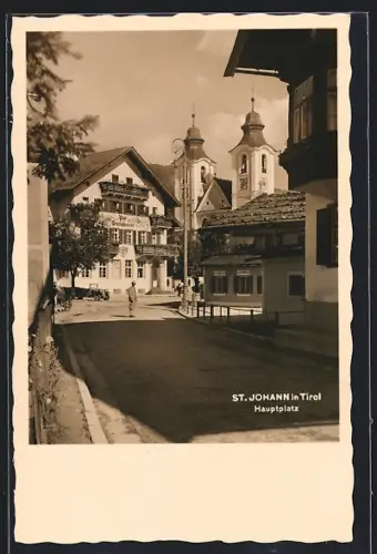 AK St. Johann in Tirol, Hauptplatz mit Postamt