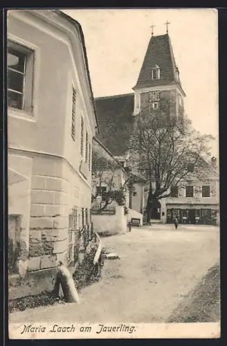 AK Maria Laach am Jauerling, Strassenpartie mit Kirche