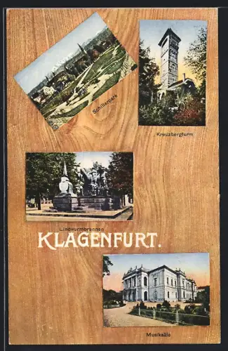AK Klagenfurt, Musiksäle, Schillerpark, Kreuzbergturm