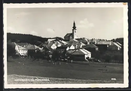 AK Hofkirchen /Mühlkreis, Teilansicht mit Kirche