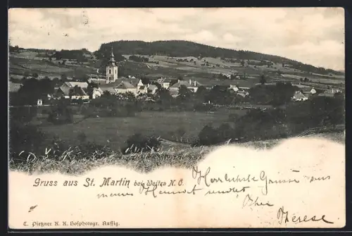 AK St. Martin bei Weitra, Teilansicht mit Kirche