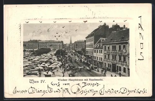 AK Wien, Hotel goldenes Lamm an der Wiedner Hauptstrasse mit Naschmarkt