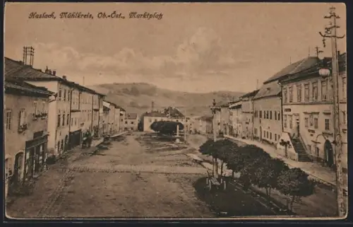 AK Haslach /Mühlkreis, Marktplatz mit Geschäften