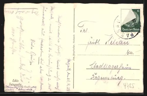 AK Östr. Haibach, Ortspartie von oben